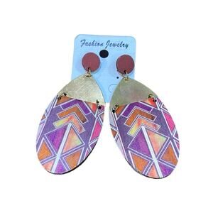 Rainbow Chevron Drop Fashion Earrings NWOT